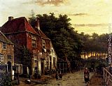 Willem Koekkoek Famous Paintings - Figures in a Dutch Street